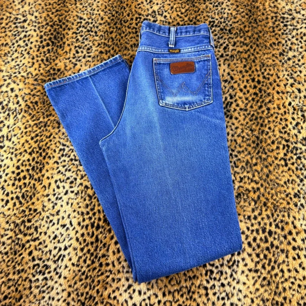 Vintage 80s Wrangler 945Nav Cowboy Cut Bootcut Denim Blue Jeans 34x36 USA Made